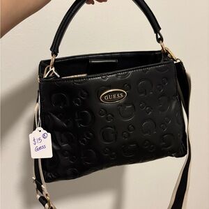 G by Guess Black Embossed Logo Top-Handle Crossbody Bag